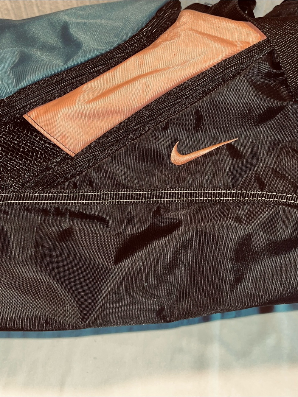 Vintage Nike Duffel Bag Gym Travel Bag Black Blue Orange